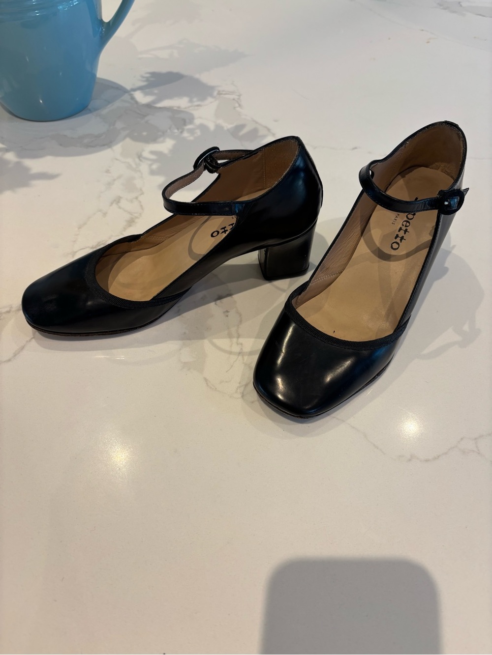 Repetto Black Mary Jane Heeled Sandals
